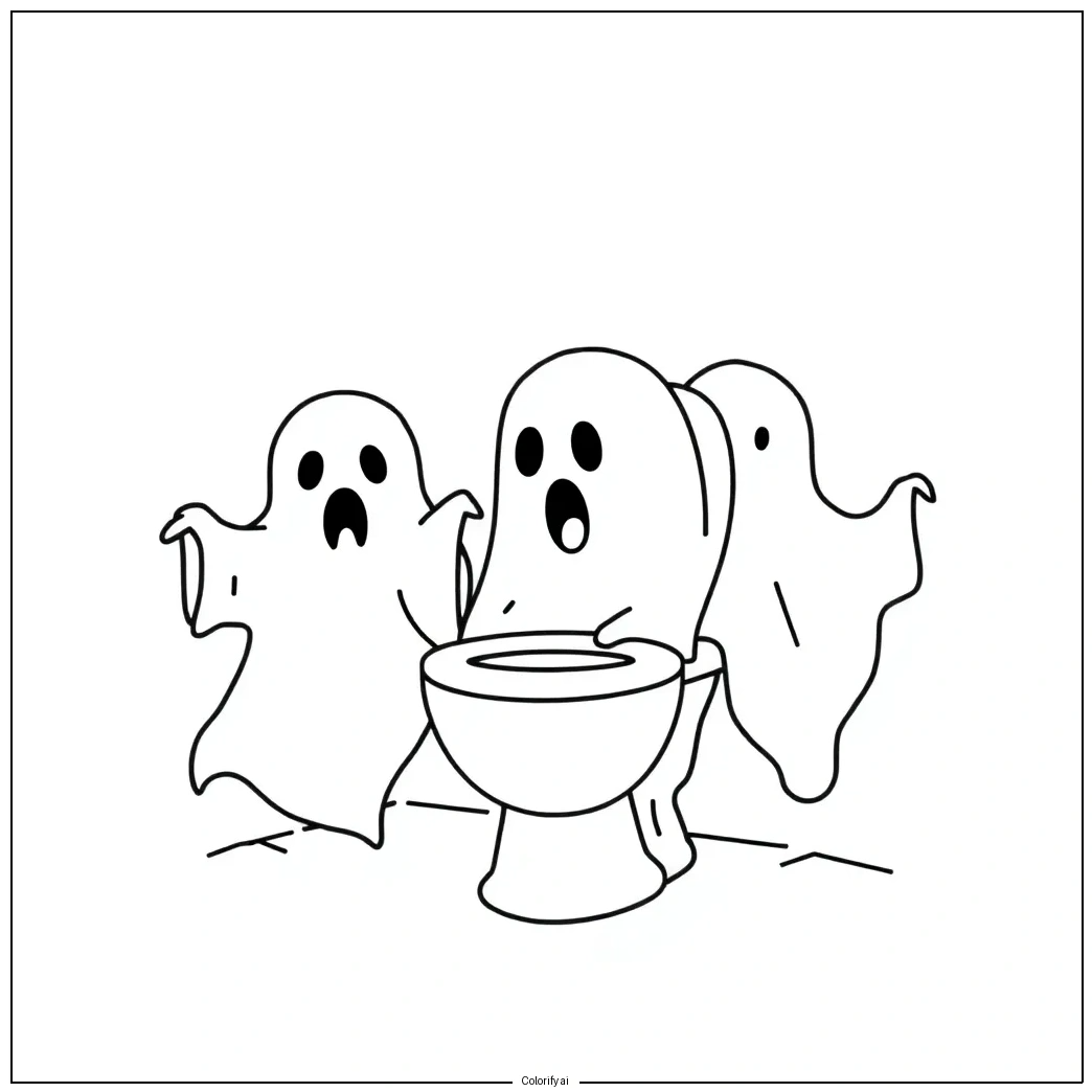 Japanese Toilet Ghost Coloring Page - Printable Yokai Art