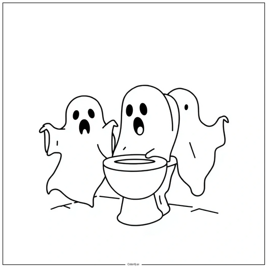 Japanese Toilet Ghost Coloring Page - Printable Yokai Art